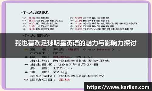 我也喜欢足球明星英语的魅力与影响力探讨